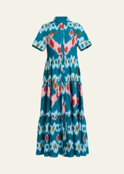 ErdemAbstract-Print Cotton Tiered Midi Shirtdress