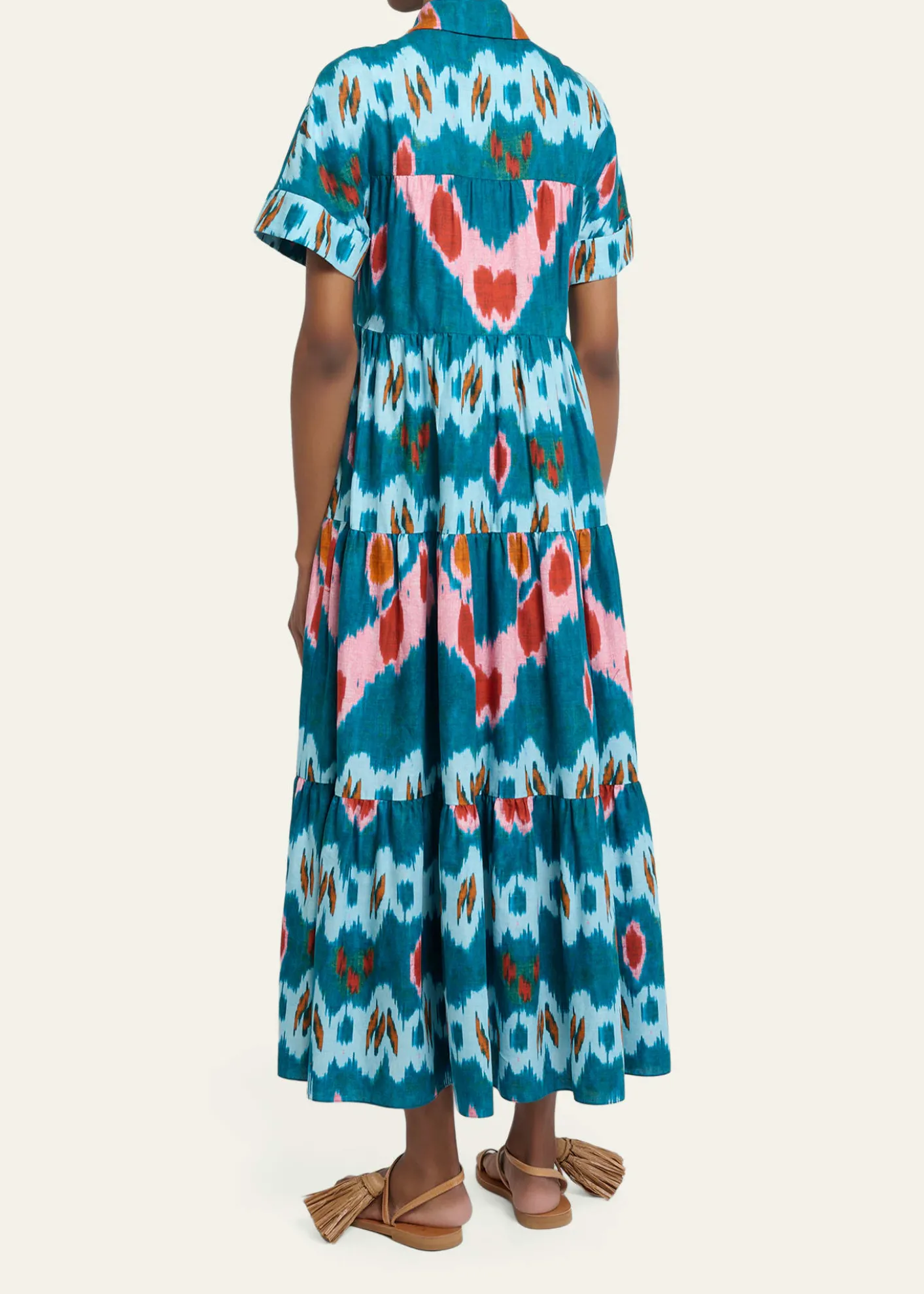 ErdemAbstract-Print Cotton Tiered Midi Shirtdress