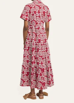 ErdemEmbroidered Cotton Tiered Midi Shirtdress