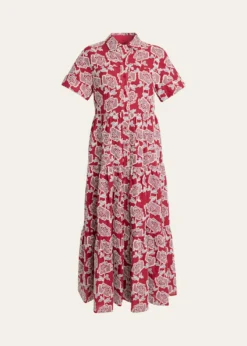 ErdemEmbroidered Cotton Tiered Midi Shirtdress