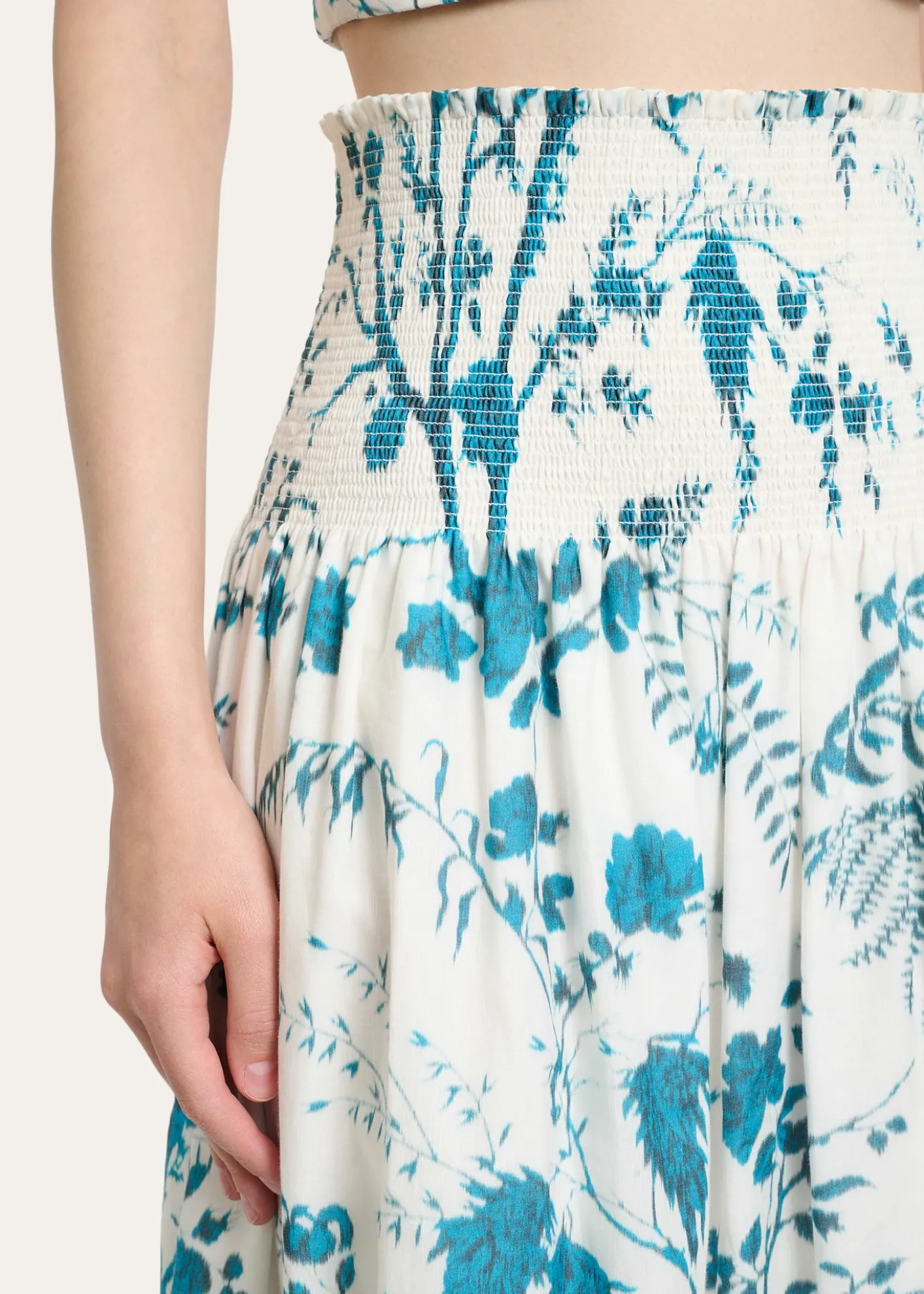 ErdemFloral Cotton-Linen Midi Skirt