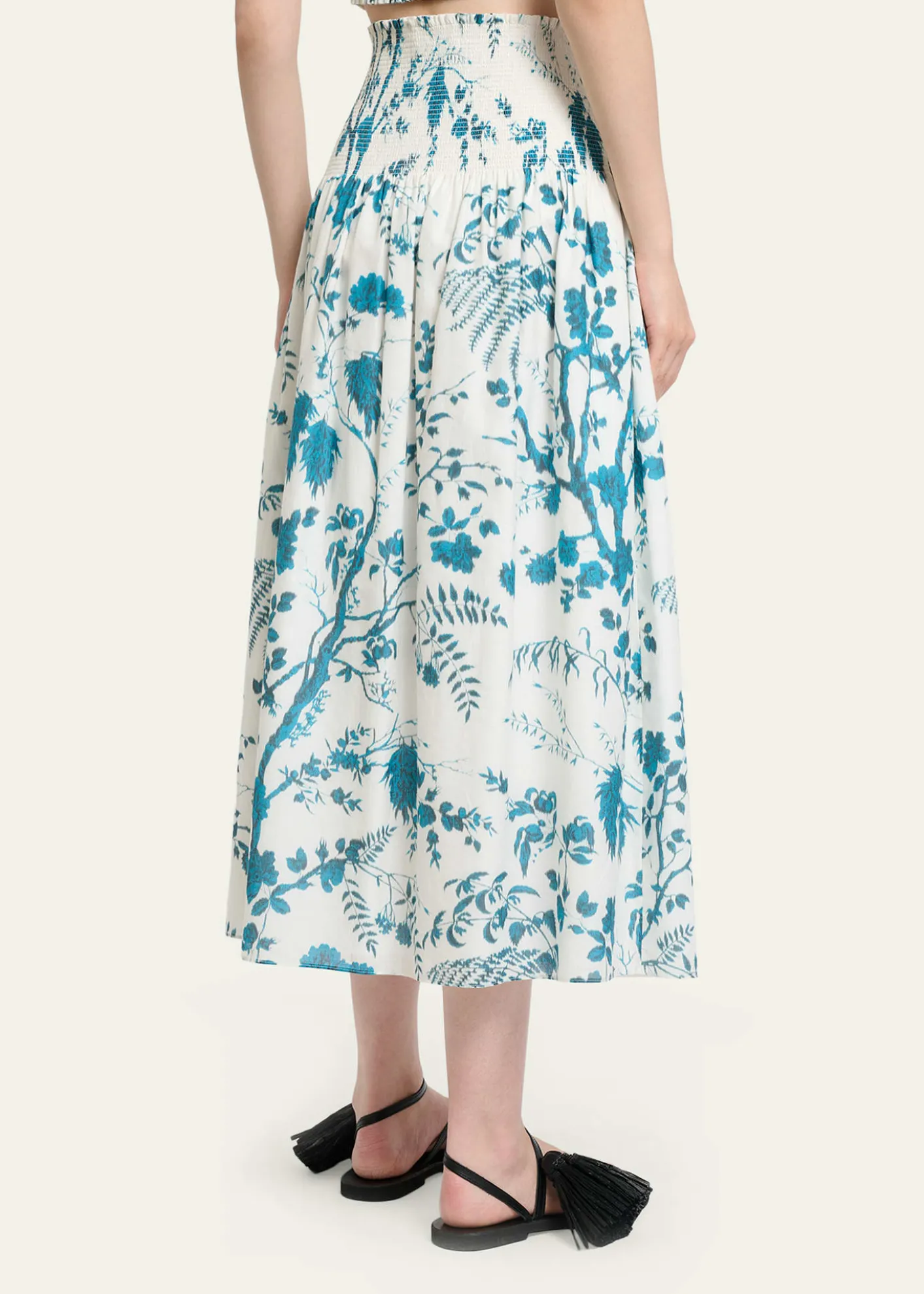 ErdemFloral Cotton-Linen Midi Skirt