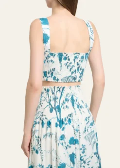 ErdemFloral-Print Cotton-Linen Bra Top