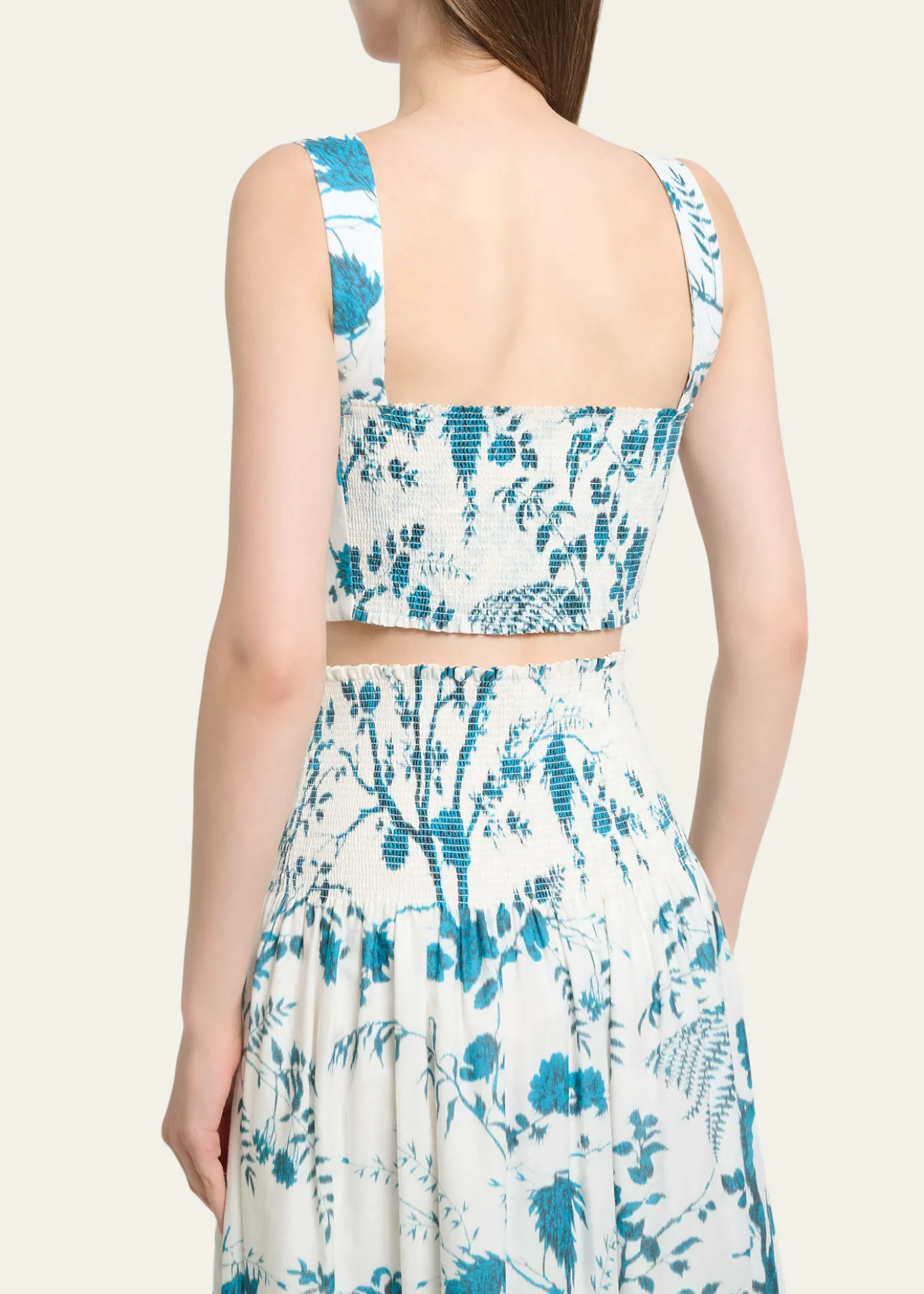 ErdemFloral-Print Cotton-Linen Bra Top