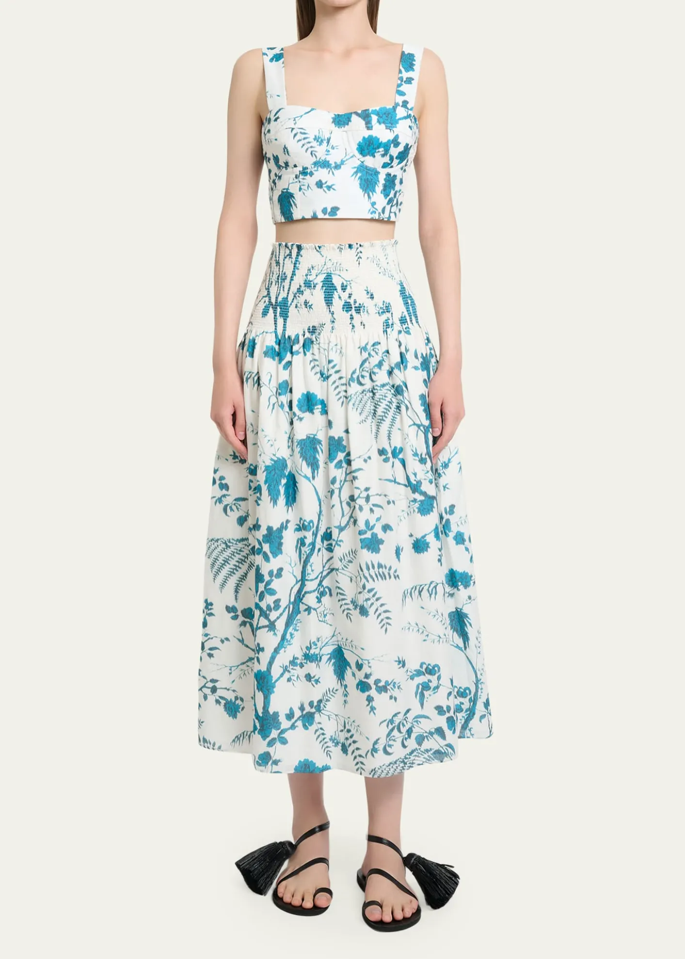ErdemFloral-Print Cotton-Linen Bra Top