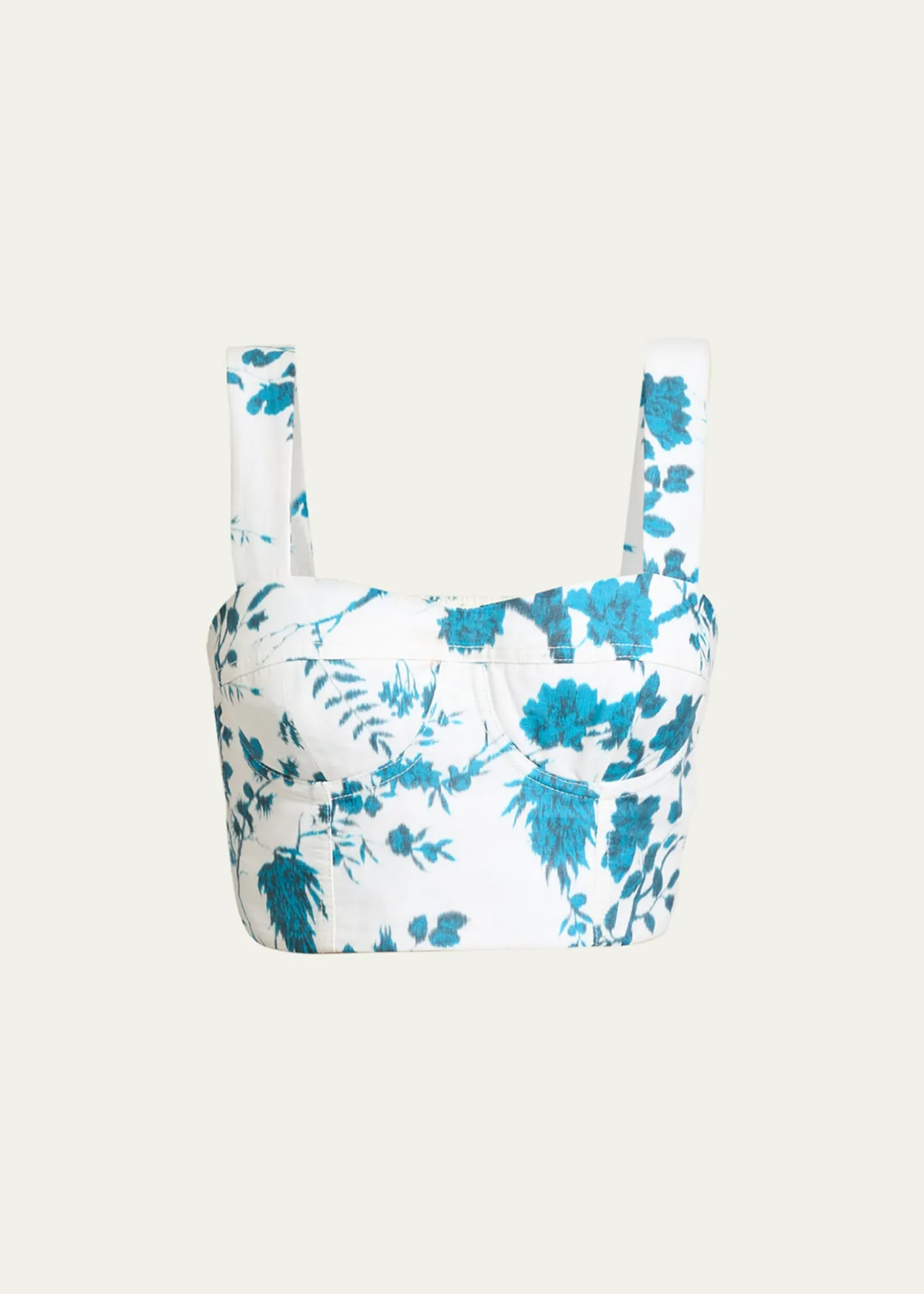 ErdemFloral-Print Cotton-Linen Bra Top