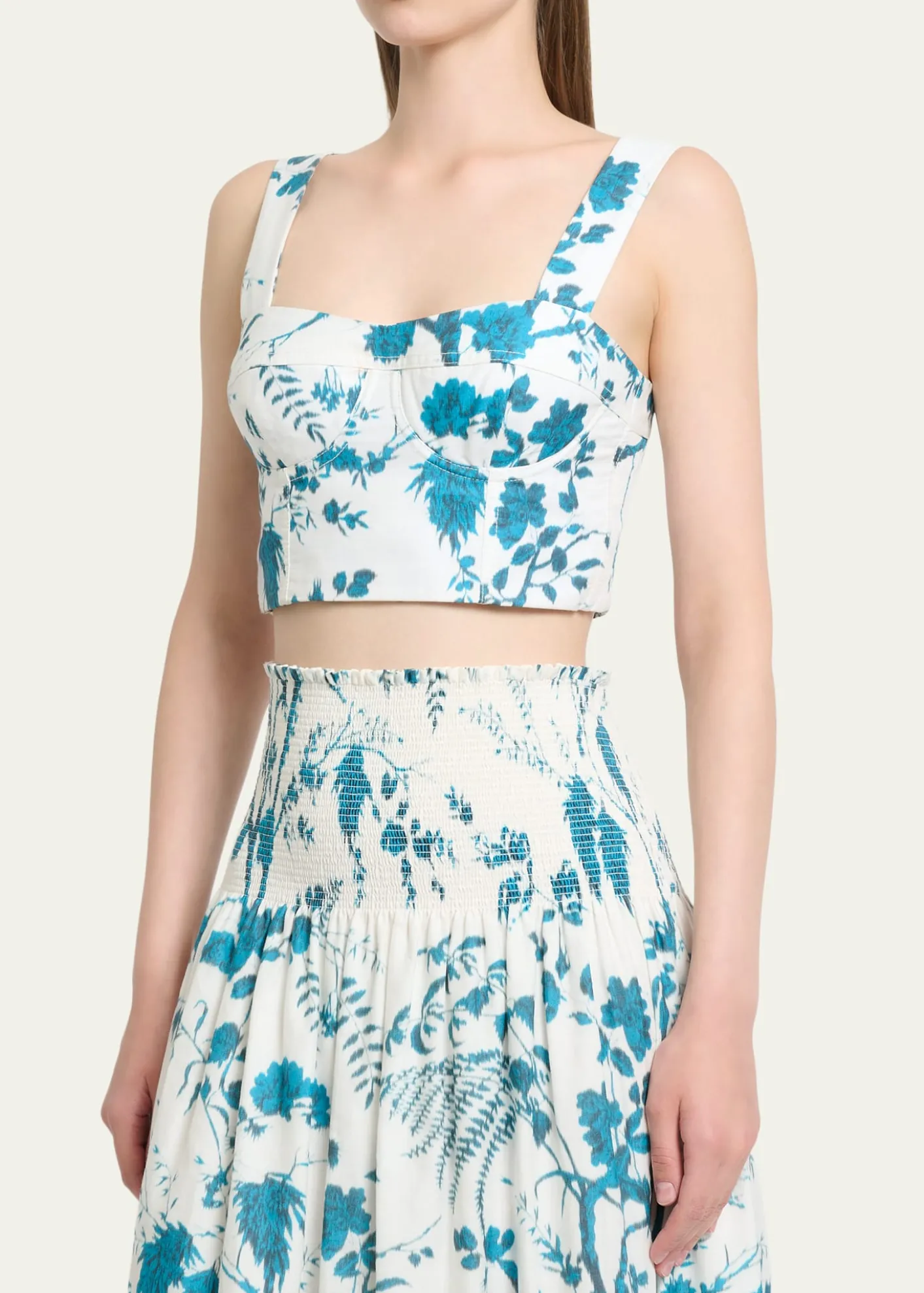 ErdemFloral-Print Cotton-Linen Bra Top