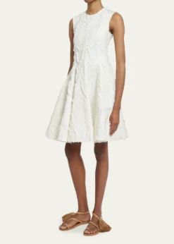 ErdemTextured Denim Fit-&-Flare Mini Dress