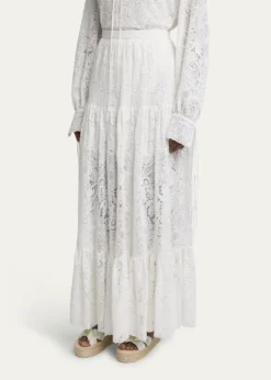 ErdemTiered Floral Lace Skirt
