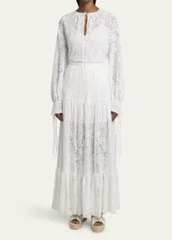 ErdemTiered Floral Lace Skirt