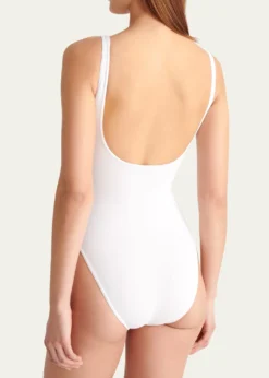 EresAsia Scoop-Neck One-Piece Swimsuit with Waistband Detail