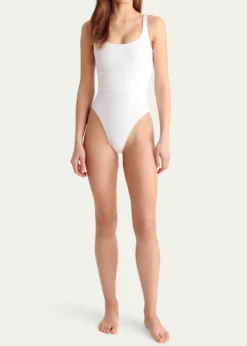 EresAsia Scoop-Neck One-Piece Swimsuit with Waistband Detail