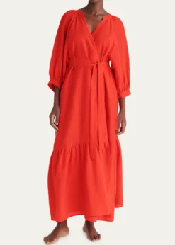 EresJoie Maxi Linen Wrap Dress