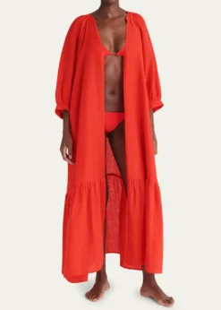 EresJoie Maxi Linen Wrap Dress