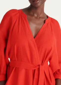 EresJoie Maxi Linen Wrap Dress