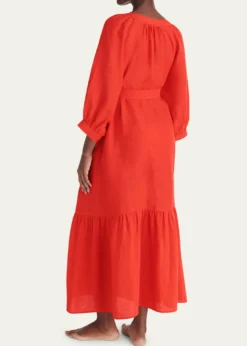 EresJoie Maxi Linen Wrap Dress