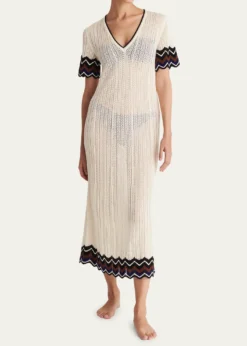 EresLuna Chevron Striped Knit Maxi Dress