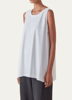 EskandarA-Line Round-Neck Long Shell Top