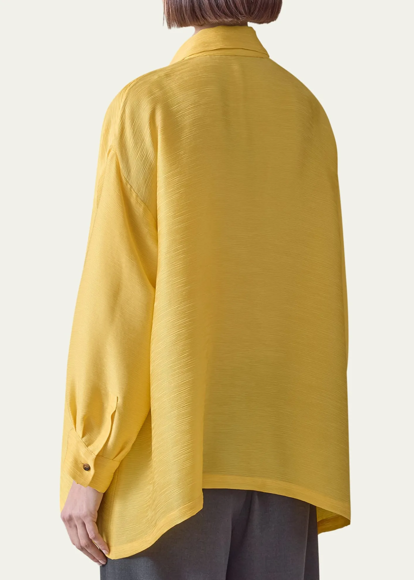 EskandarA-Line Silk Plisse Shirt