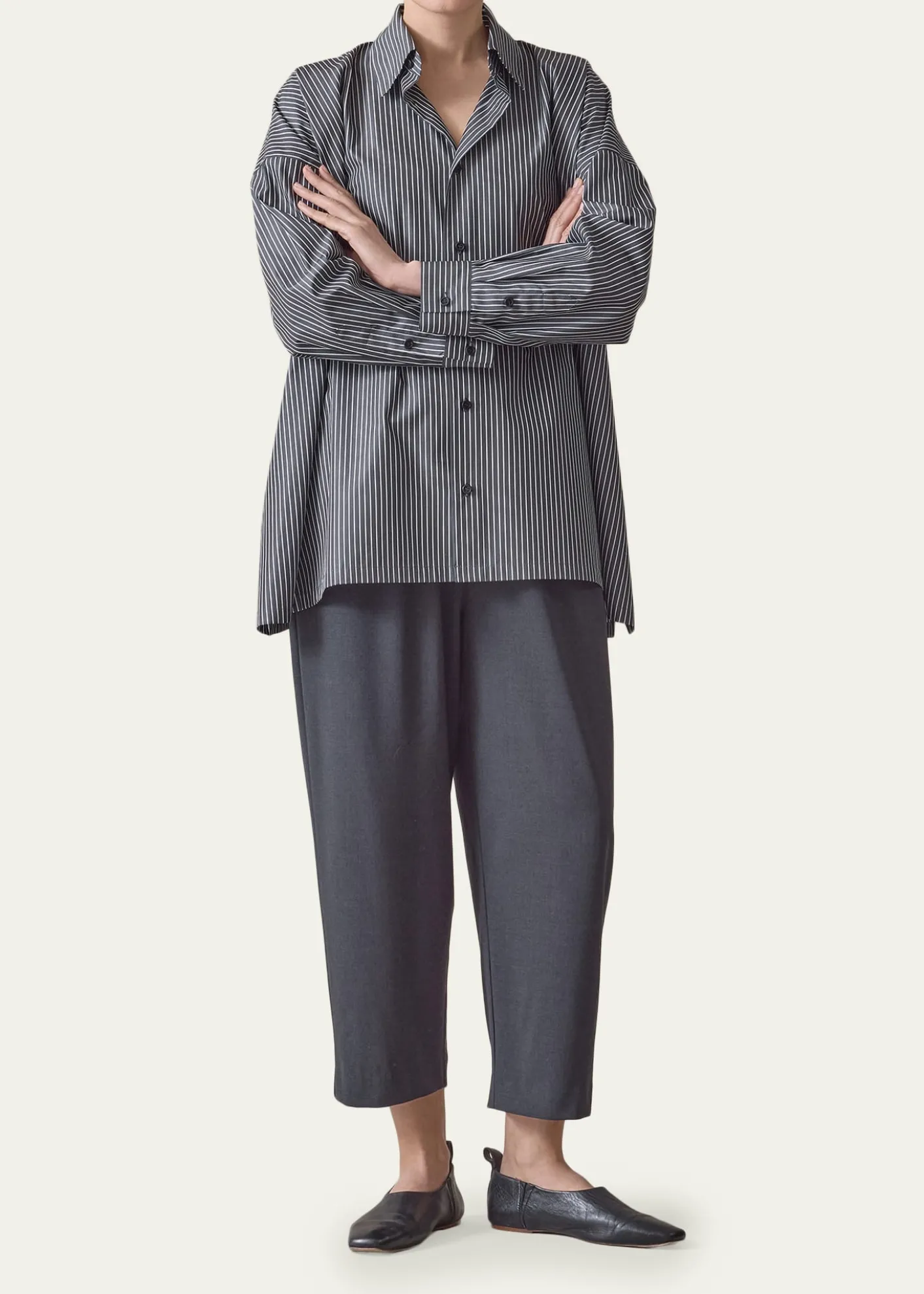 EskandarA-Line Striped Cotton Shirt