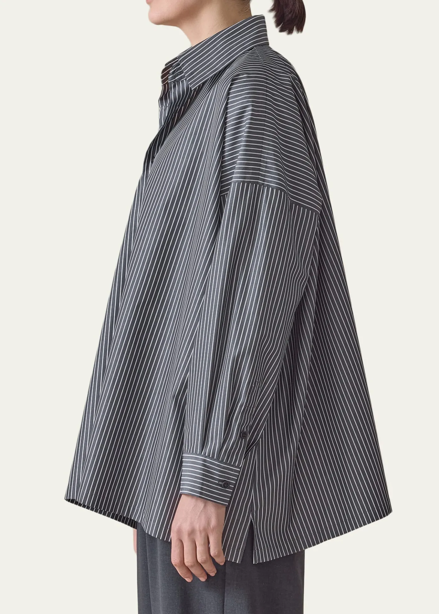 EskandarA-Line Striped Cotton Shirt