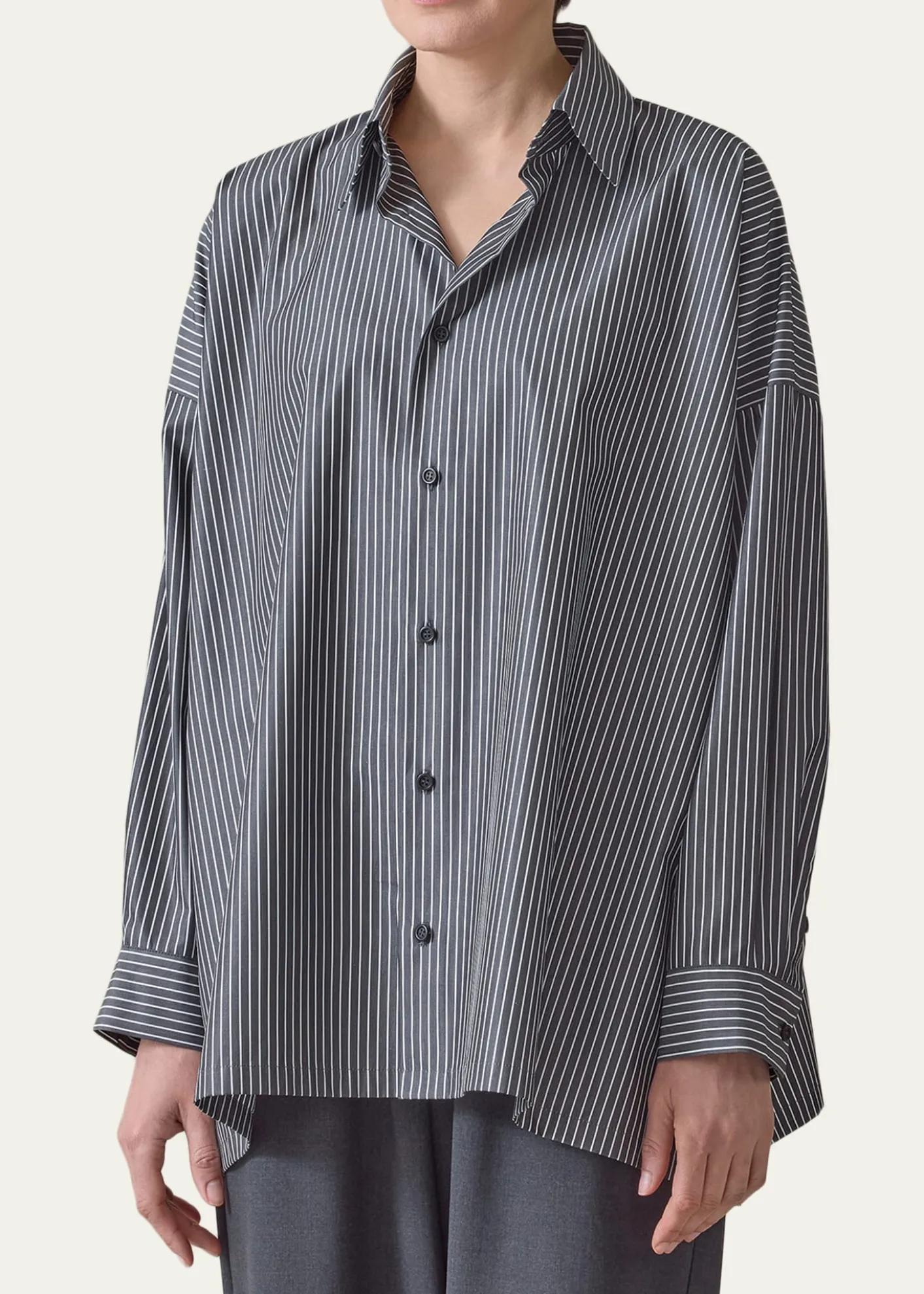 EskandarA-Line Striped Cotton Shirt