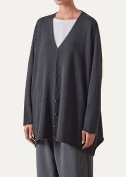 EskandarA-Line V Neck Cashmere Cardigan (Long Length)