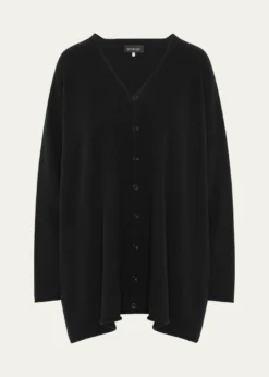 EskandarA-Line V Neck Cashmere Cardigan (Long Length)