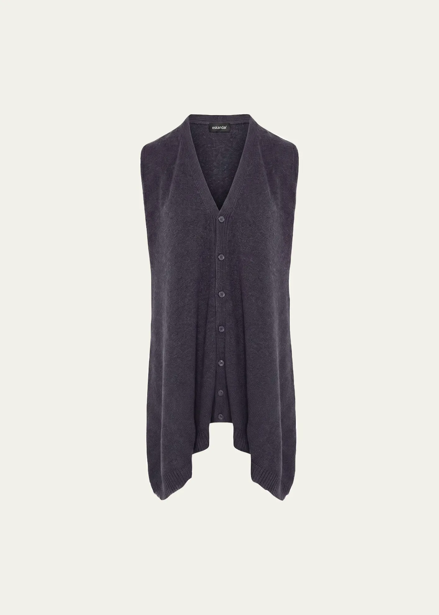 EskandarCashmere A-Line Sleeveless Long V-Neck Sweater