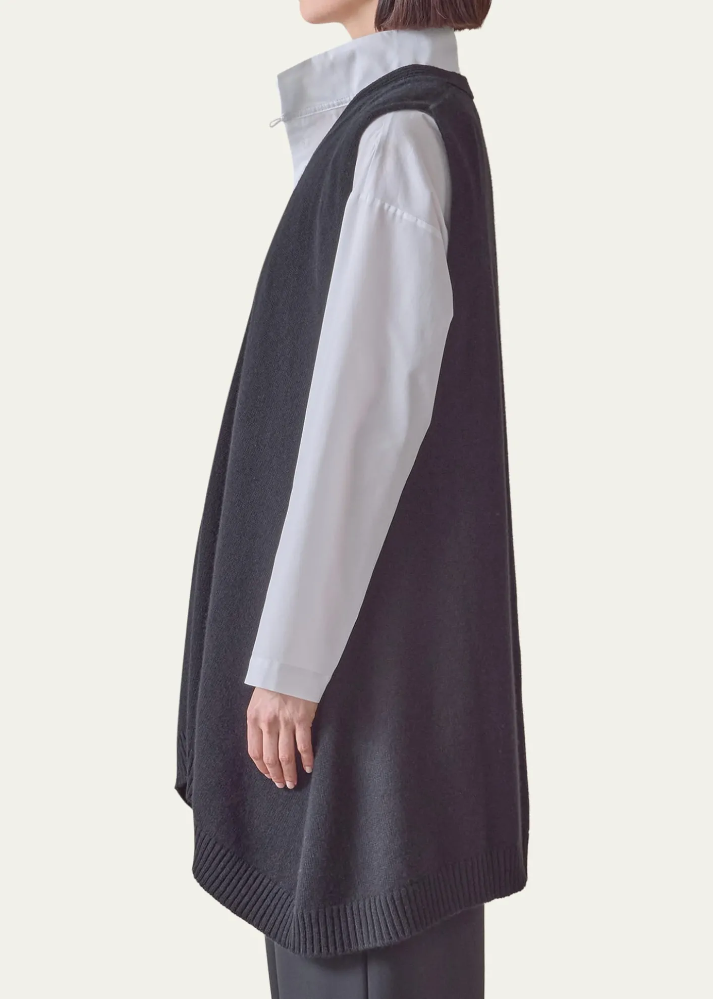 EskandarCashmere A-Line Sleeveless Long V-Neck Sweater