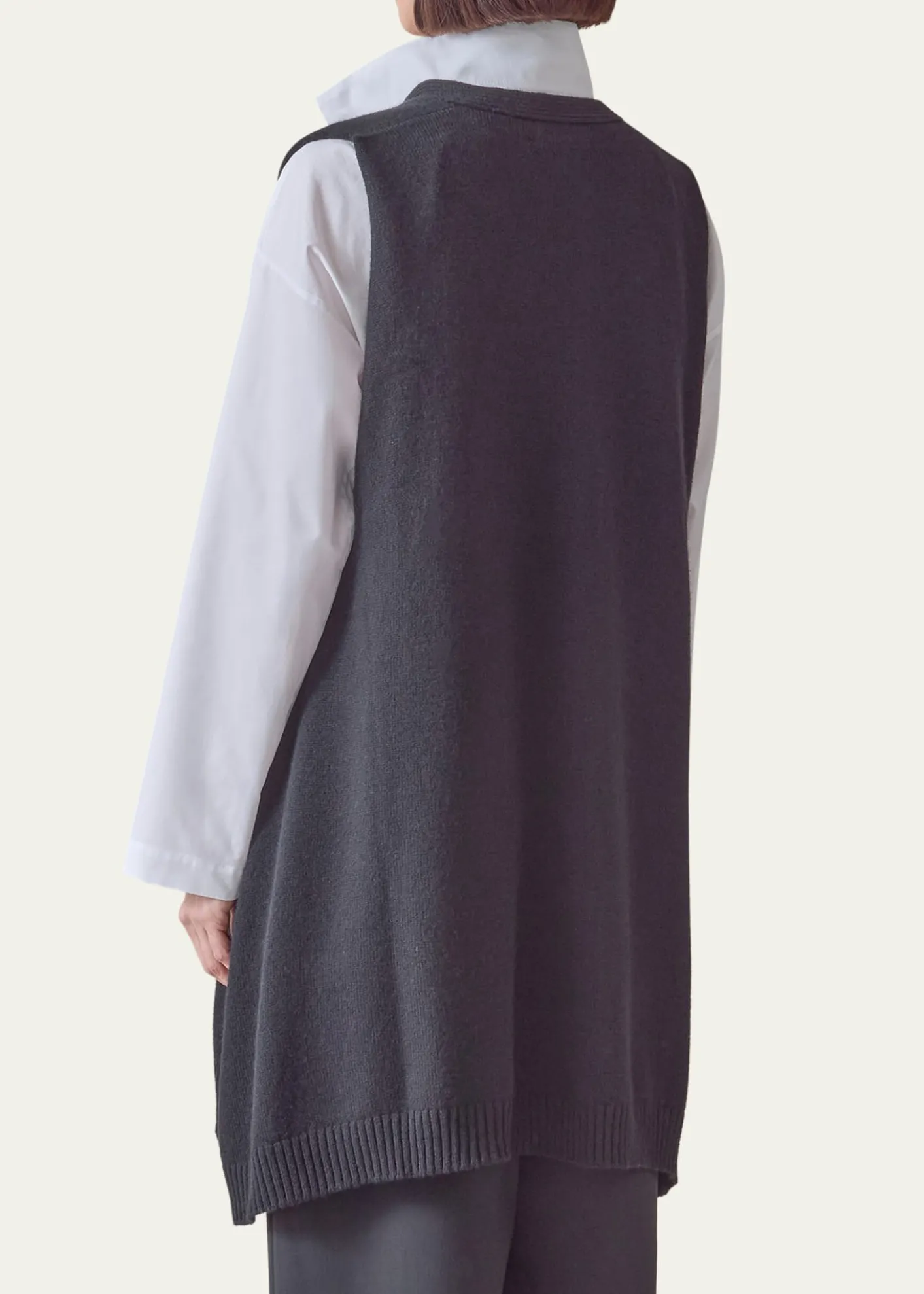 EskandarCashmere A-Line Sleeveless Long V-Neck Sweater
