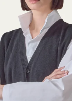 EskandarCashmere A-Line Sleeveless Long V-Neck Sweater