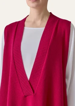 EskandarCashmere A-Line Sleeveless Deep V-Neck Sweater
