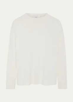 EskandarCotton Jersey Long Sleeve Smaller Round Neck Top - Mid Length