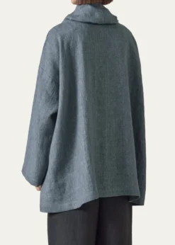 EskandarHeavyweight Delave Linen Angle-To-Front Monks Top - Long Length