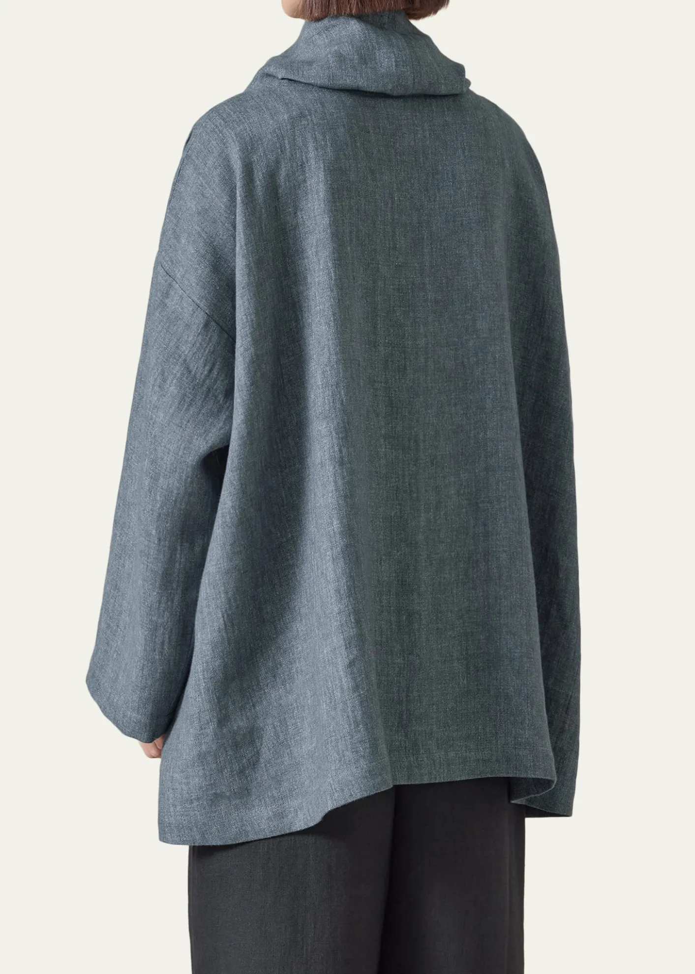 EskandarHeavyweight Delave Linen Angle-To-Front Monks Top - Long Length