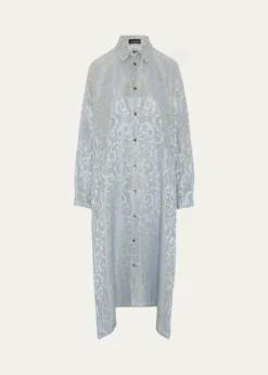 EskandarJacquard Wide A-Line Shirt Dress With Collar