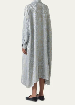 EskandarJacquard Wide A-Line Shirt Dress With Collar