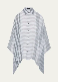 EskandarLinen Double Pointed Sides Shirt With Collar - Mid Plus