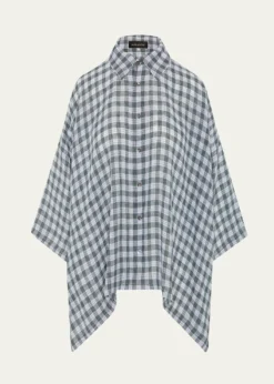 EskandarLinen DPS Short Sleeve Shirt With Collar - Mid Plus Length