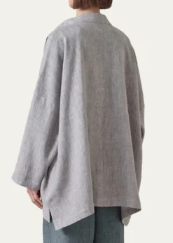 EskandarLonger Back Wide Mandarin Jacket - Long Length