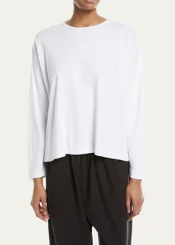 EskandarLong-Sleeve Pima Cotton Top