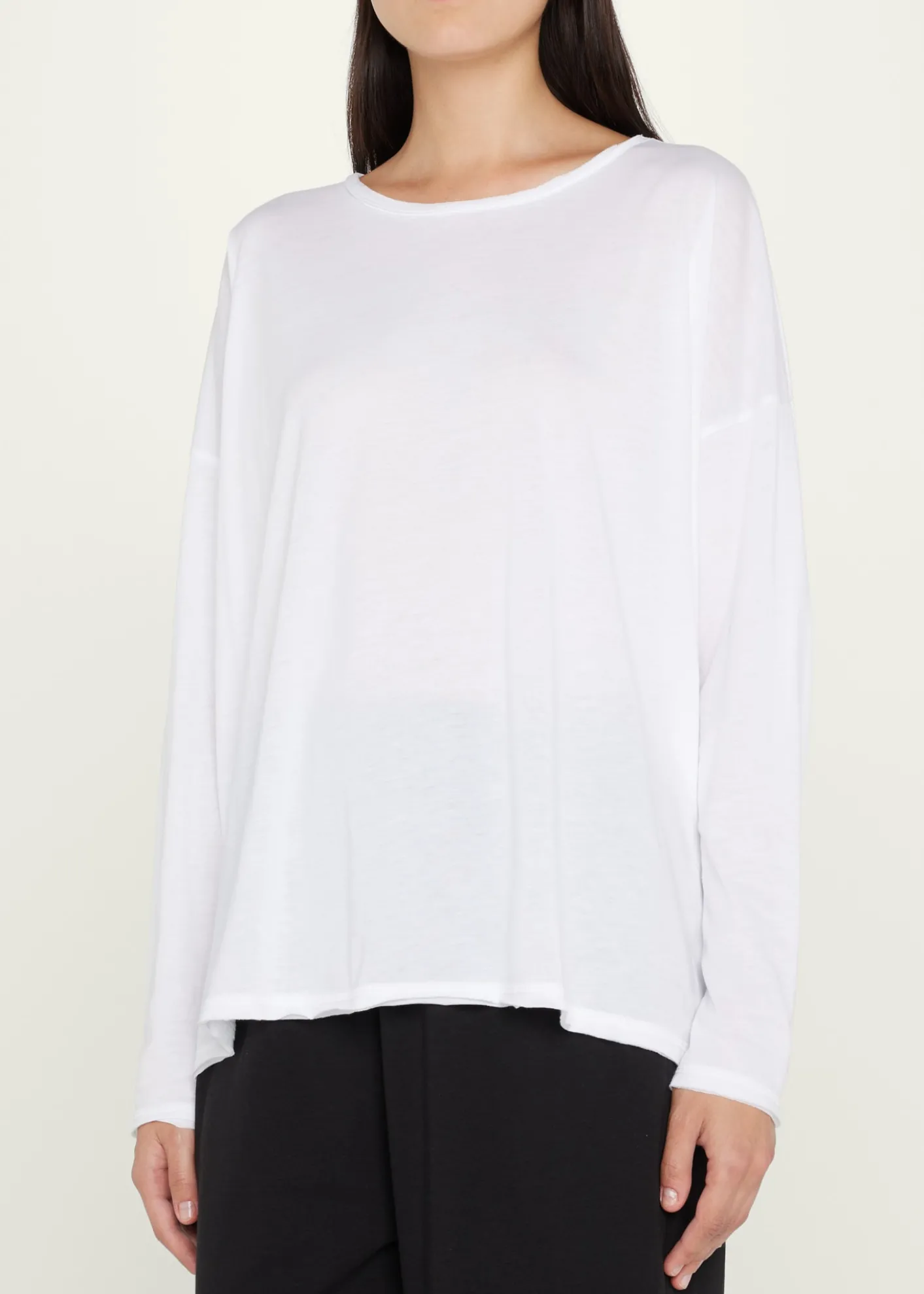 EskandarLong-Sleeve Scoop-Neck Lightweight T-Shirt