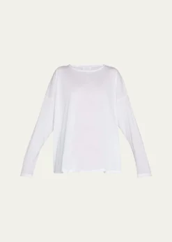 EskandarLong-Sleeve Scoop-Neck Lightweight T-Shirt
