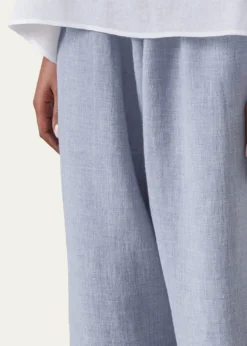 EskandarMelange Linen Japanese Trousers
