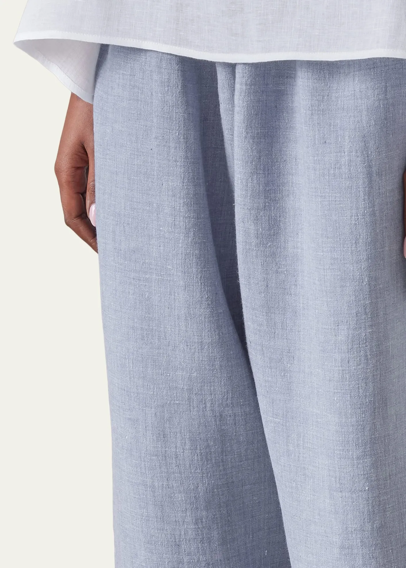 EskandarMelange Linen Japanese Trousers
