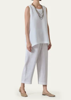 EskandarMetallic Linen Japanese Trousers