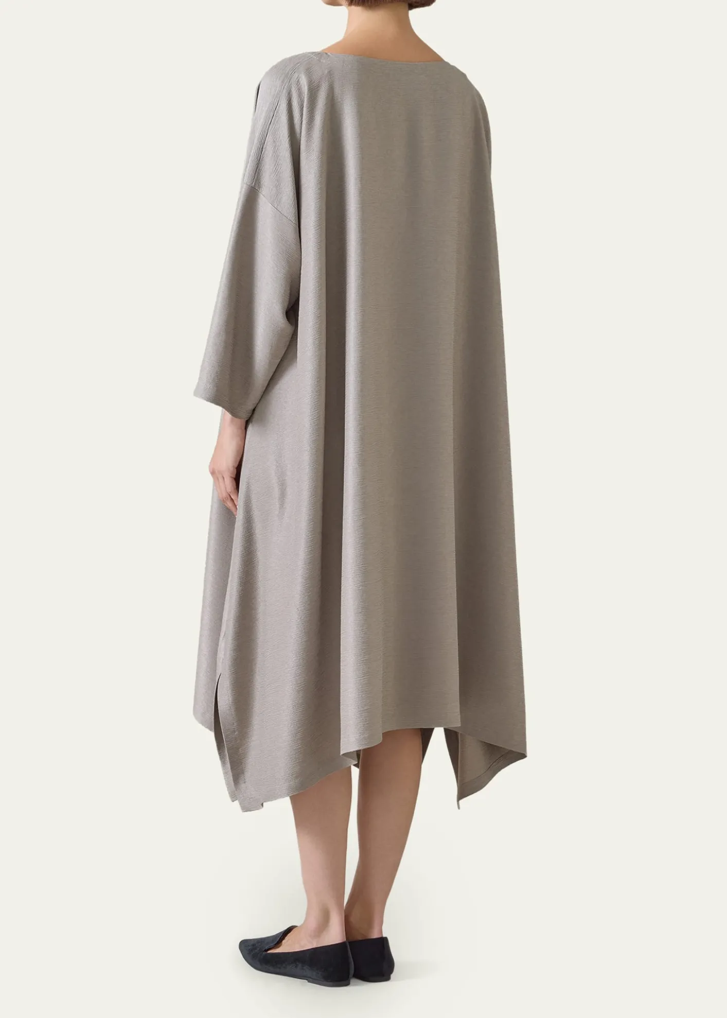 EskandarMidweight Silk Plissé DPS Scoop Neck Dress