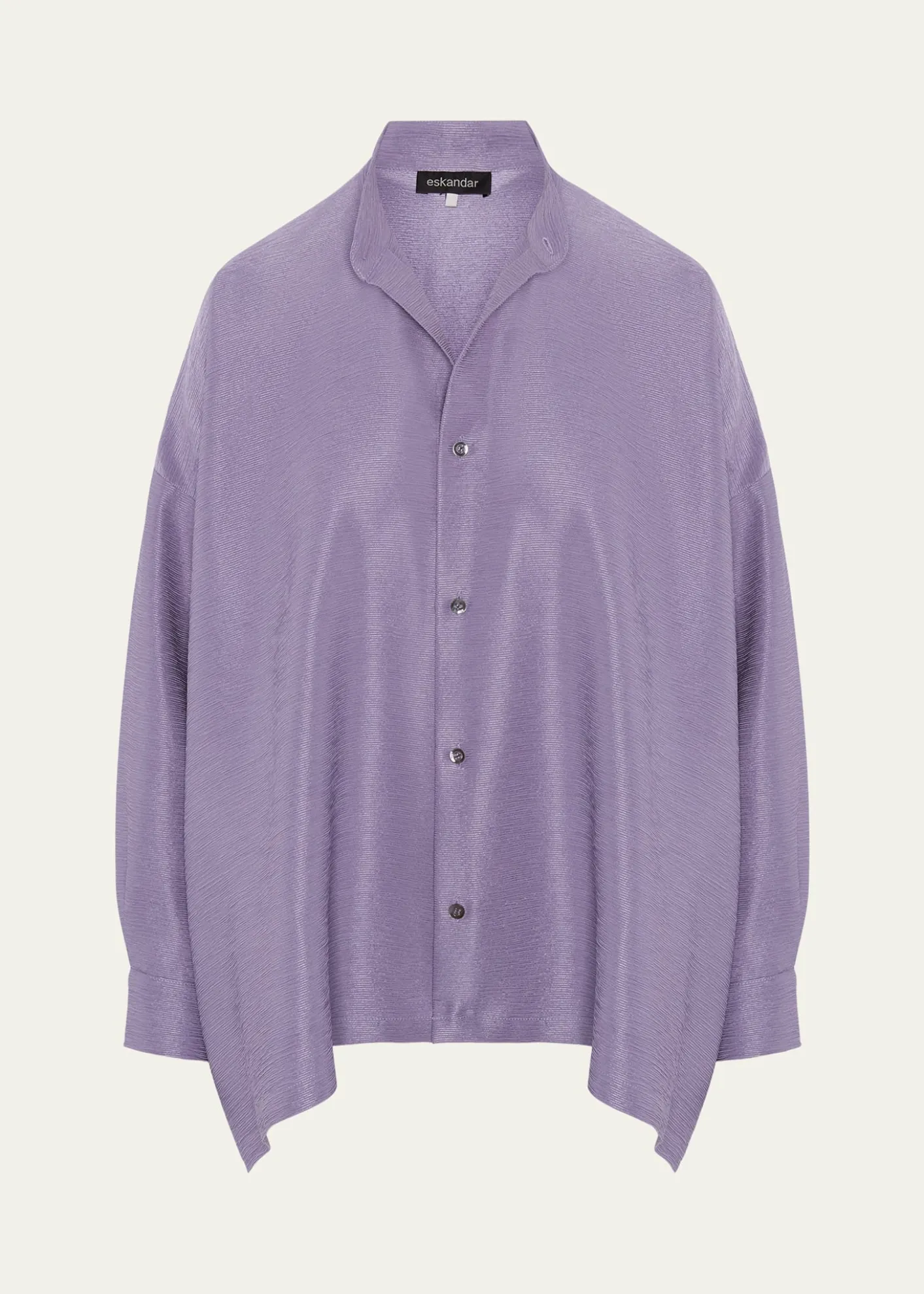 EskandarMidweight Silk Plisse Wide A-Line Shirt