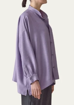 EskandarMidweight Silk Plisse Wide A-Line Shirt